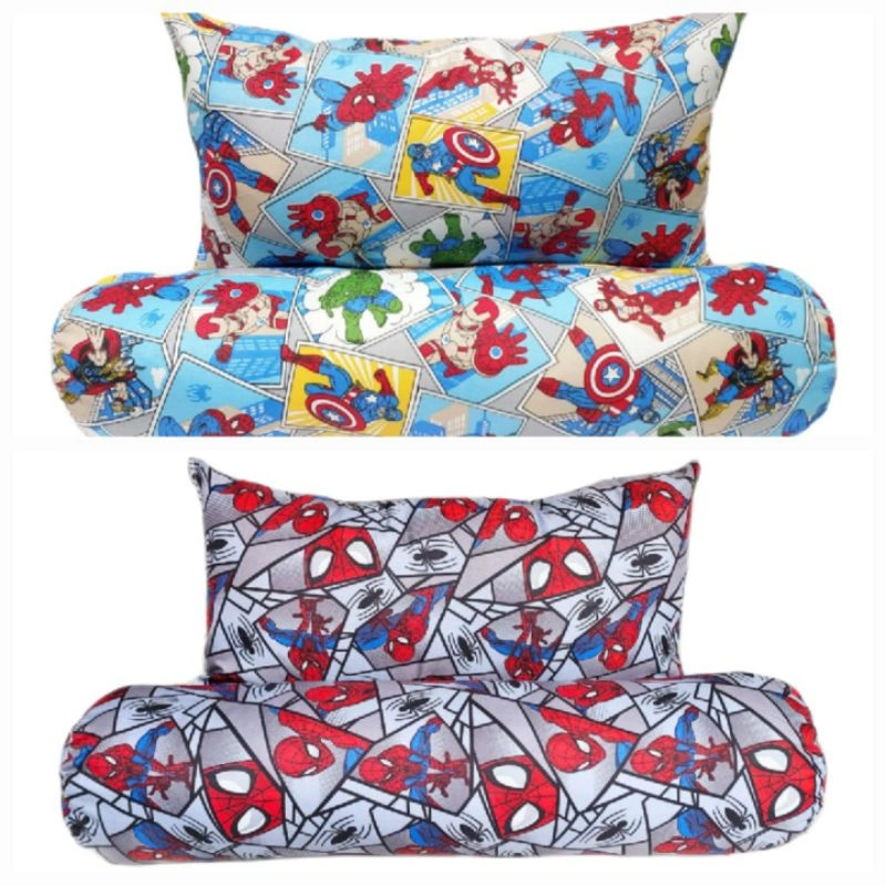 Set Bantal Guling Anak Karakter Motif Superhero Untuk Usia 1 - 10 Tahun
