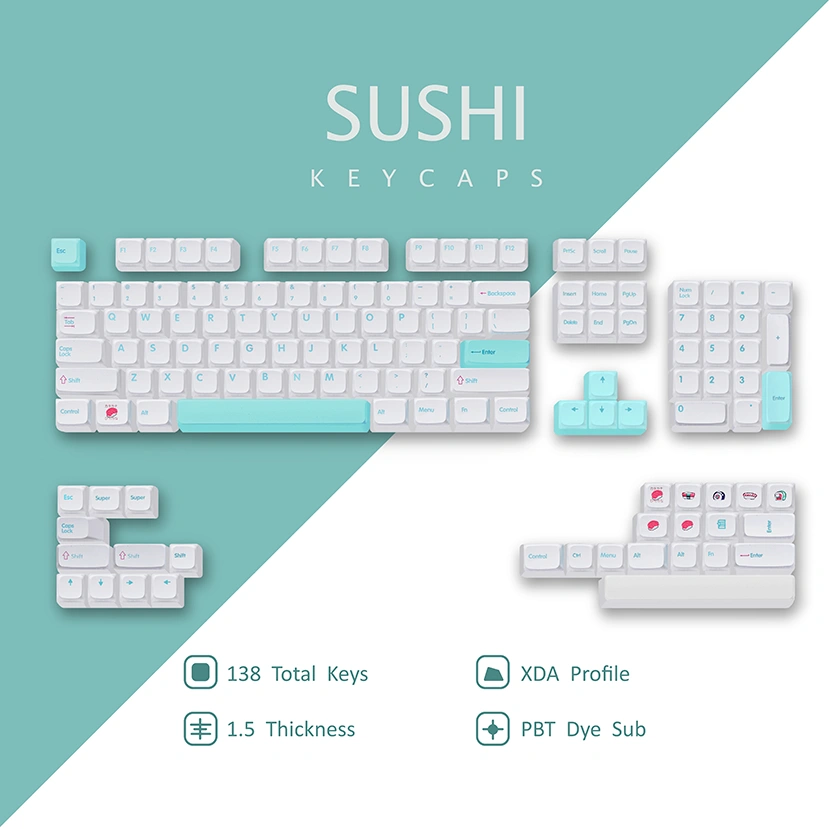 Keycaps XDA Profile Keycap PBT Material For Mechanical Keyboard Dye Sub