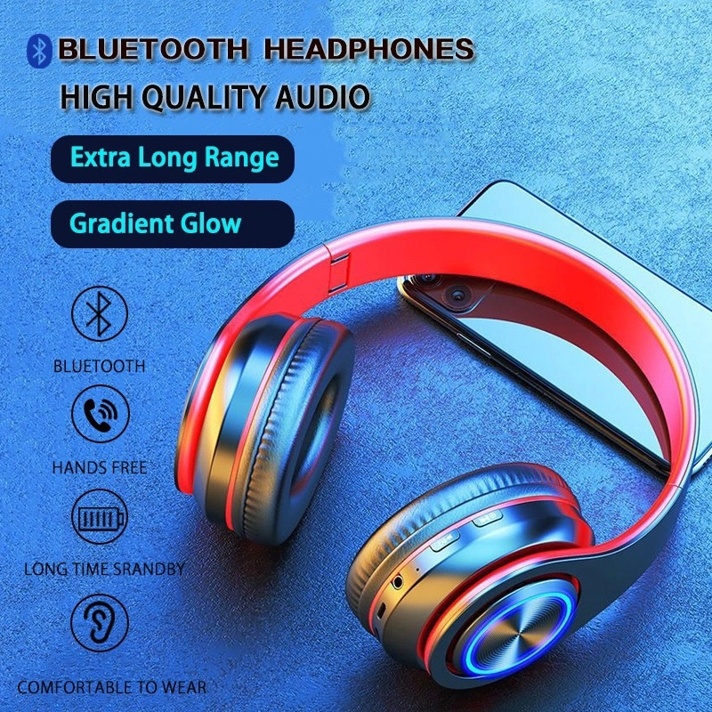 [COD]B39 Bluetooth 5.1 Headphones Wireless Eearpiece HiFi Stereo Earphone With Micro Phone Support Call Earbuds RGB Colorful LED Headset For Gaming Laptop Accessories