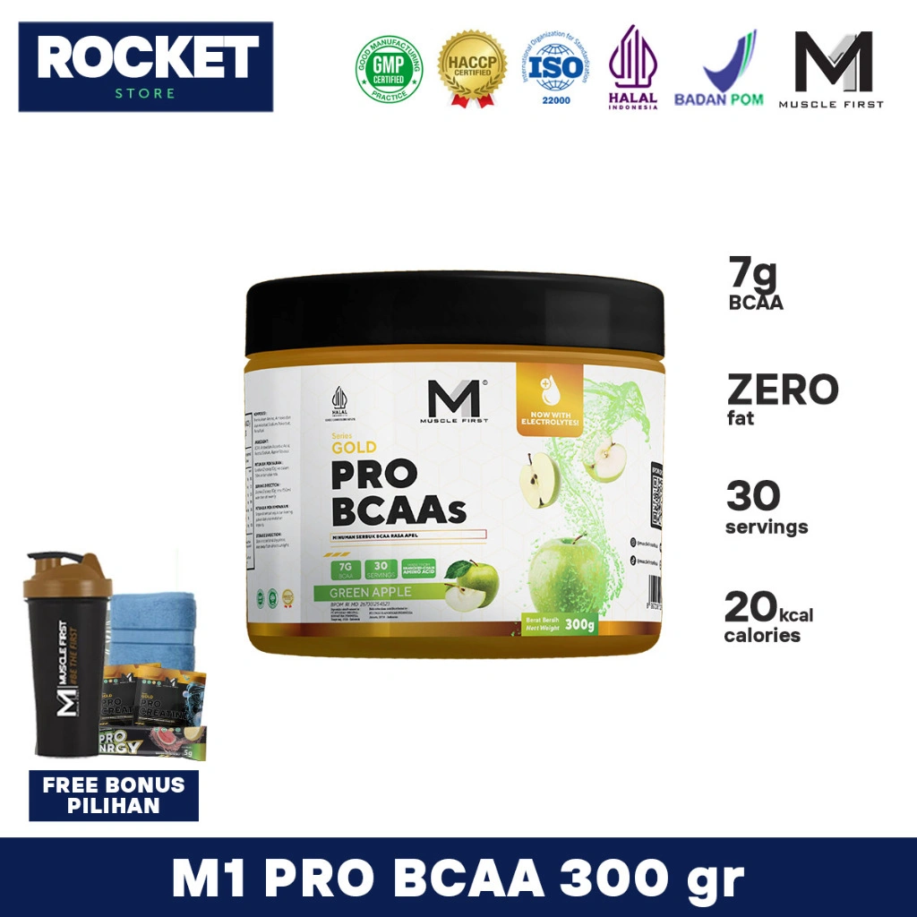 M1 Muscle First PRO BCAA with Electrolytes 300 gram / 30 serving - BCAAs Suplemen Asam Amino MuscleFirst BPOM HALAL MUI