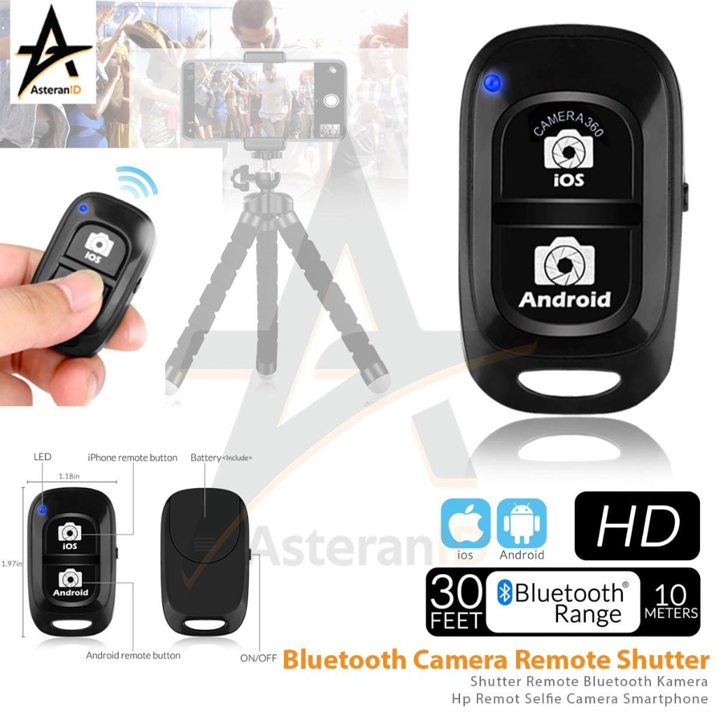 Bluetooth Camera Remote Shutter Smartphone for iPhone/Android Handphone Kamera