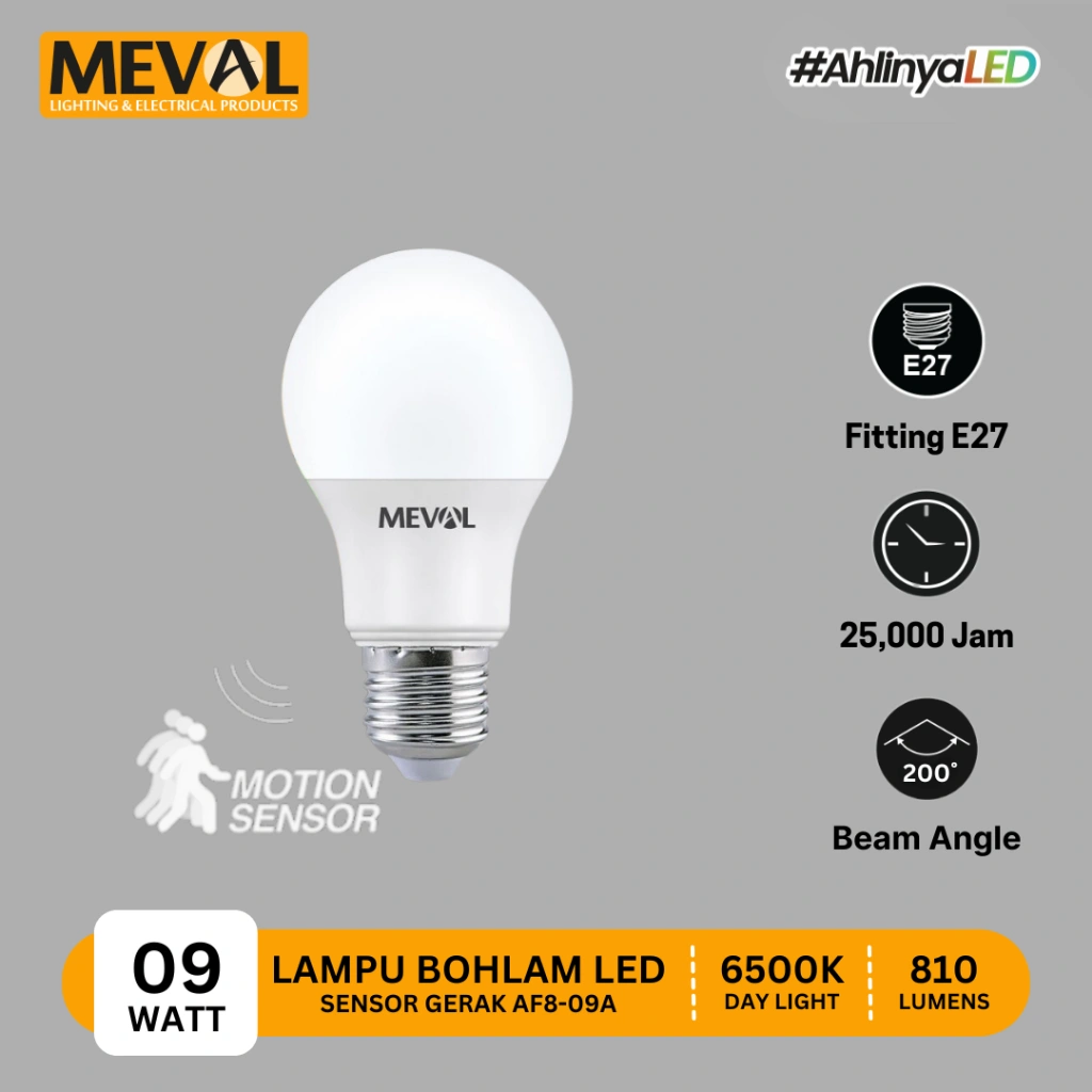 MEVAL Lampu Sensor Gerak LED Motion Sensor 9W - Putih