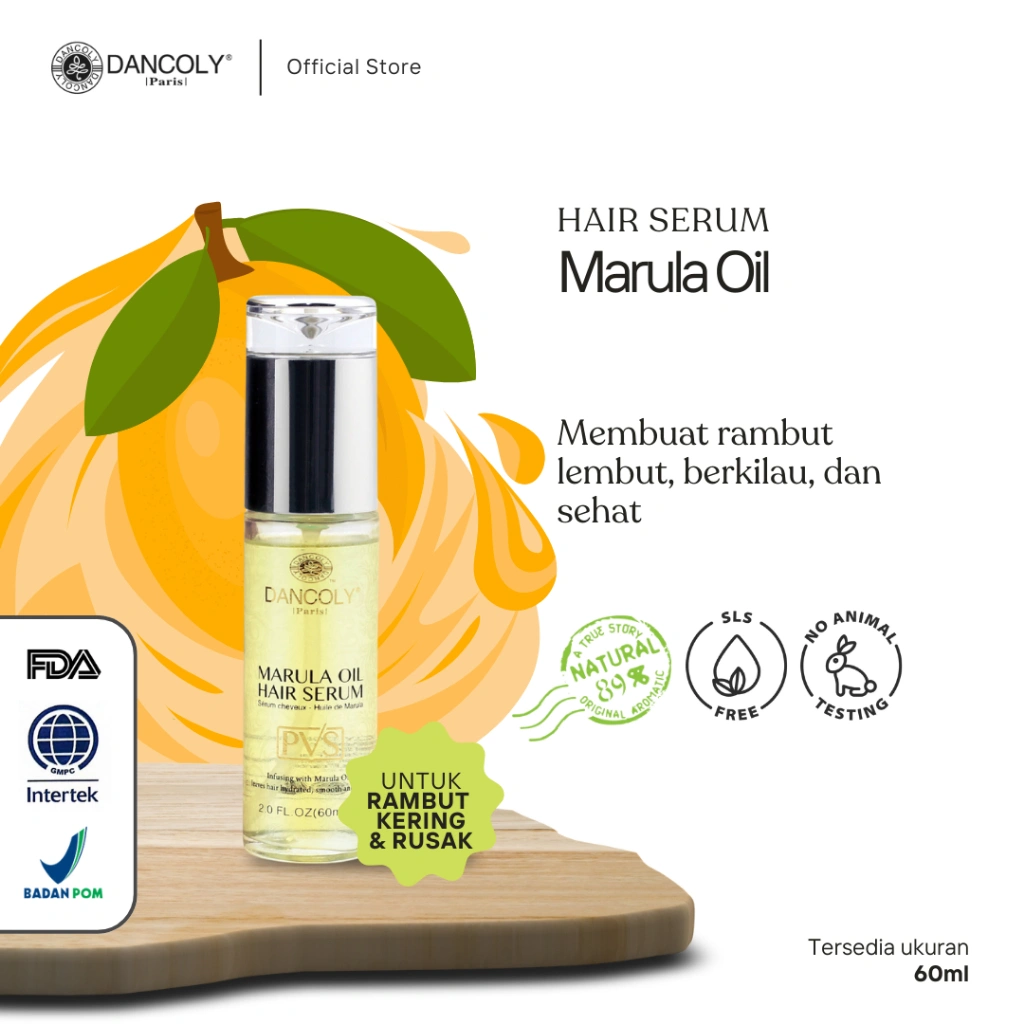 Dancoly Marula Oil Hair Serum 60ml | Hair Oil | Vitamin Oil | Heat Protection untuk Rambut Kering Rusak | Hair Vitamin untuk Daily Treatment