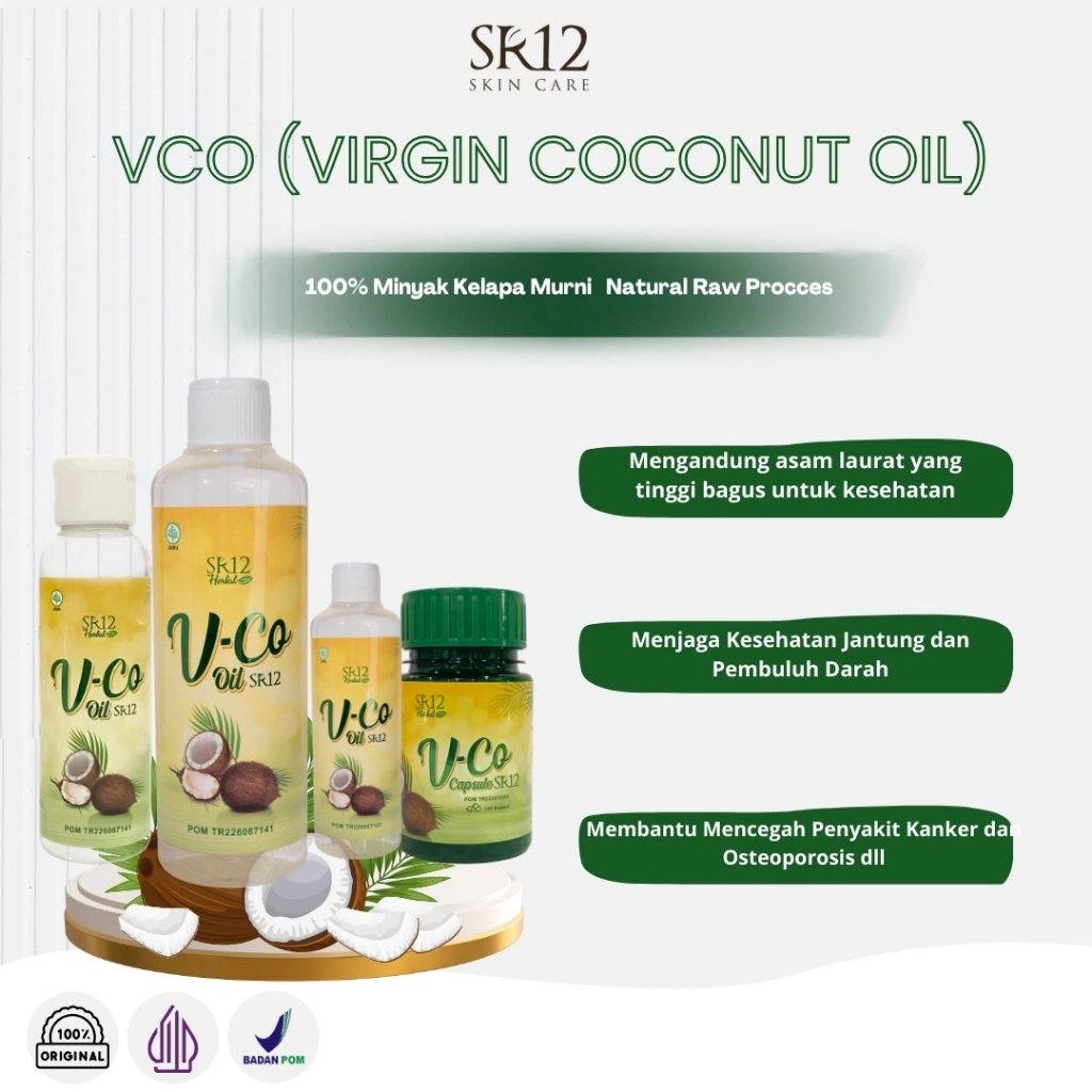VCO OIL SR12 Minyak Kelapa Murni Virgin Coconut Oil/vco kapsul menjaga daya tahan tubuh