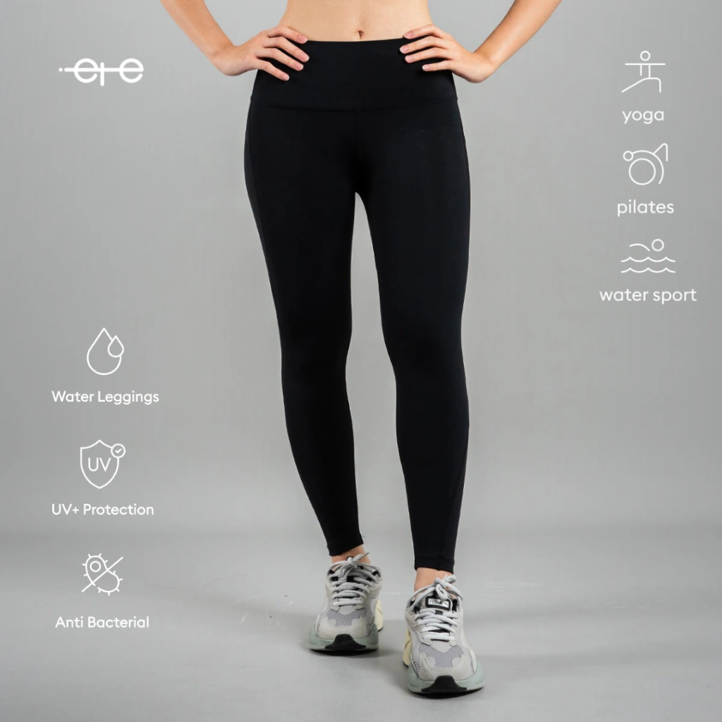 iete Airlite High Waist Legging Olahraga Wanita High Compression | Yoga, Pilates & Water Sport - Black