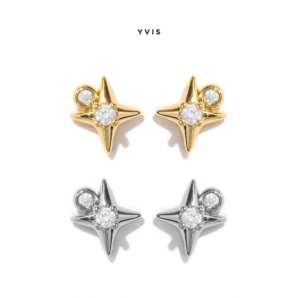 YVIS Polaris Stud Anting 18K Gold Silver Rhodium