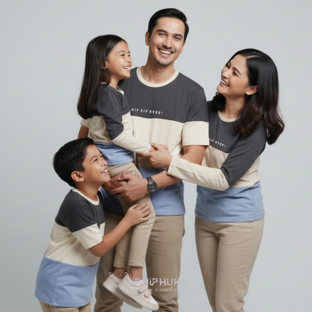HipHipHuka - Baju Kaos Couple Keluarga Pasangan Ayah Ibu Anak Pasangan Family Set Triloka Angkasa
