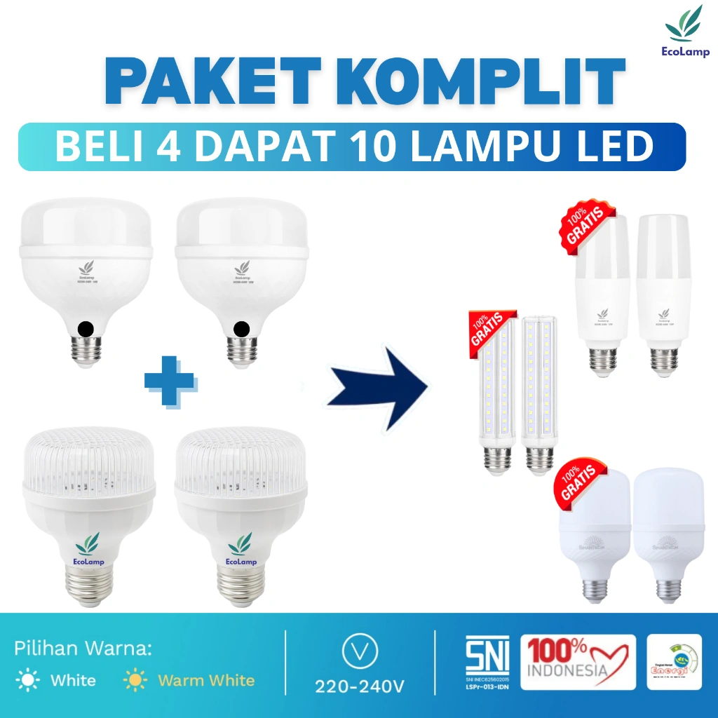 SATU PAKET SEMUA ADA Beli 4 Sensor Suara + Cahaya | DAPAT 6 Bonus | Standar, Corn, Sinartech | SNI
