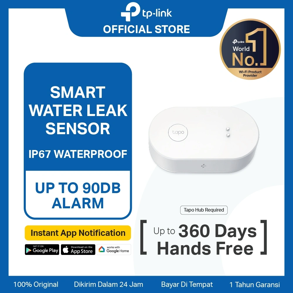 TP-Link Tapo T300 IP67 Waterproof Smart Water Leak Sensor Drip & Leak Alert Up to 90dB Alarm TP LINK TPLINK