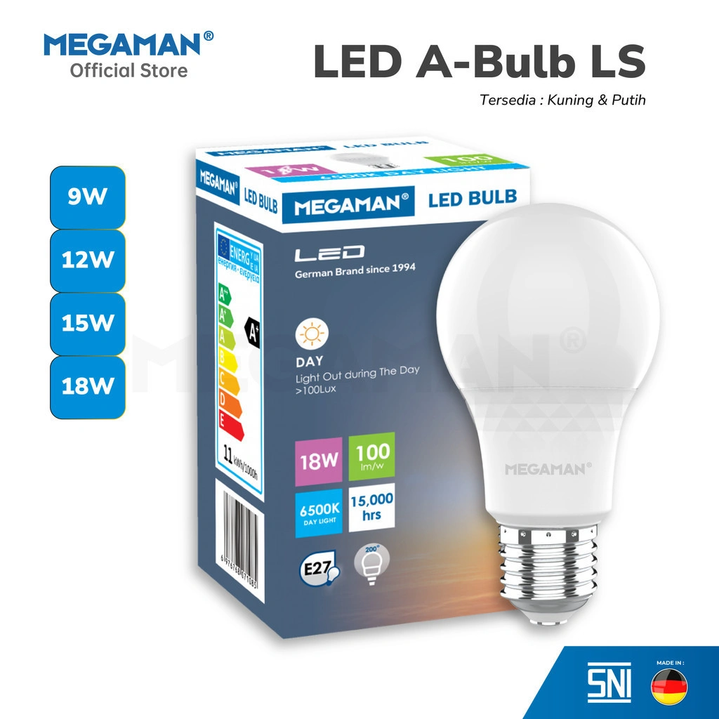 Lampu Sensor Cahaya Bohlam LED MEGAMAN LS 9-18W 170-240V 3000K/6500K