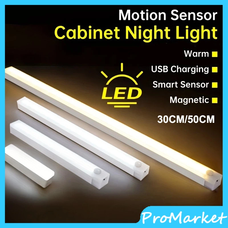 30cm/50cm Lampu Sensor Gerak Magnetic Motion Sensor Lampu Stick Panjang LED/Lampu Tidur Multifungsi Lampu