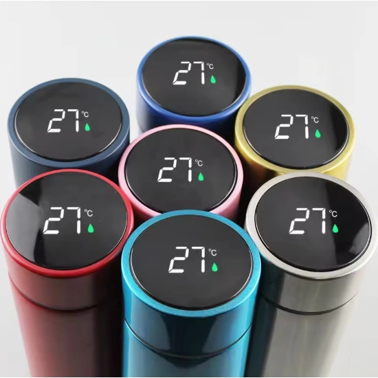 TERMOS SUHU + BOX / LED INDIKATOR LAMPU 500ML VACUUM WATER BOTTLE TUMBLER STAINLESS STEEL BOTOL MINUM AIR PANAS DINGIN SOUVENIR SOVENIR HADIAH SEMINAR ULANG TAHUN SMART DISPLAY GLOSSY DOFF