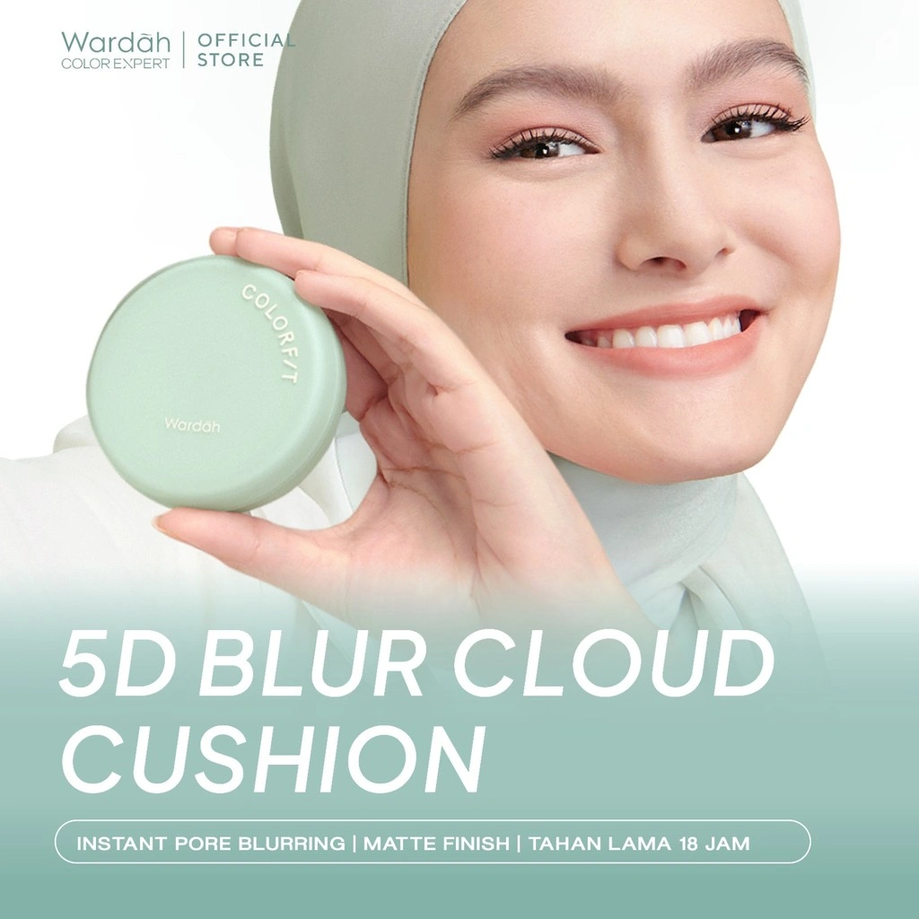 WARDAH Cushion Matte Colorfit 5D Blur Cloud Cushion Matte Finish Tahan Lama Hingga 18 Jam - SPF 50 PA+, Nano-Hyaluron, dan CICA Menyamarkan Pori & Tekstur Wajah Menyatu Dengan Kulit Non Comedogenic - Tahan Lama dengan Bedak - Makeup