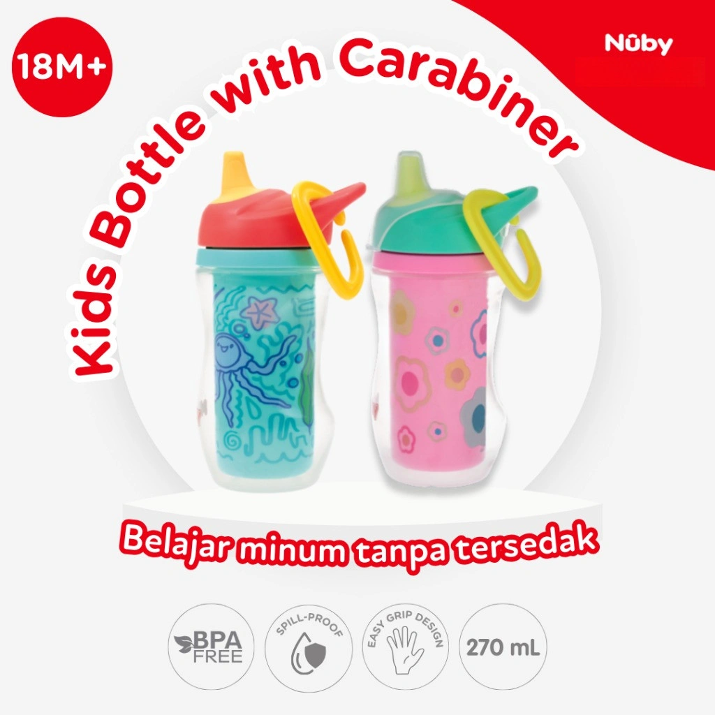 Nuby Sippycup Kids Insulated Spout Bottle with Carabiner | Botol Minum Anak BPA Free dengan Insulasi 270mL