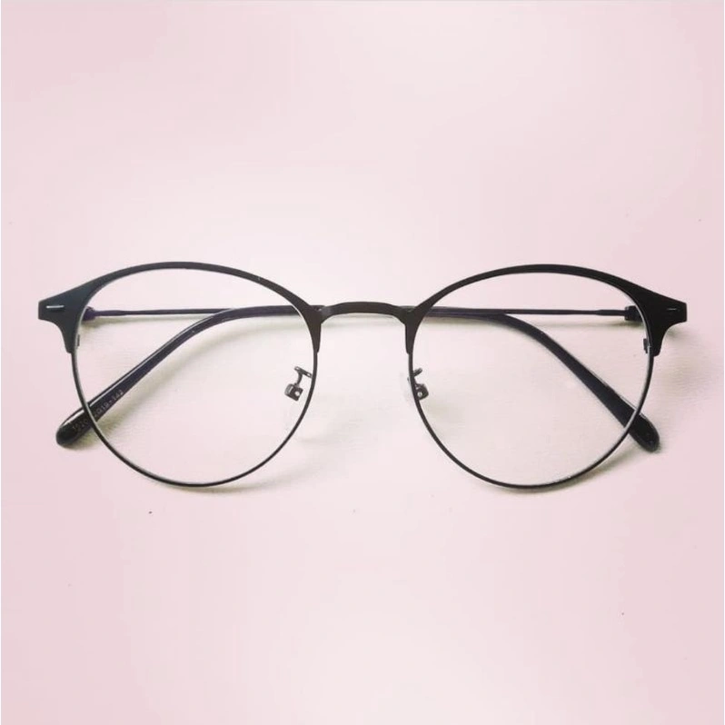 Frame Kacamata Oval Metal Black 1920 + Lensa Anti Radiasi