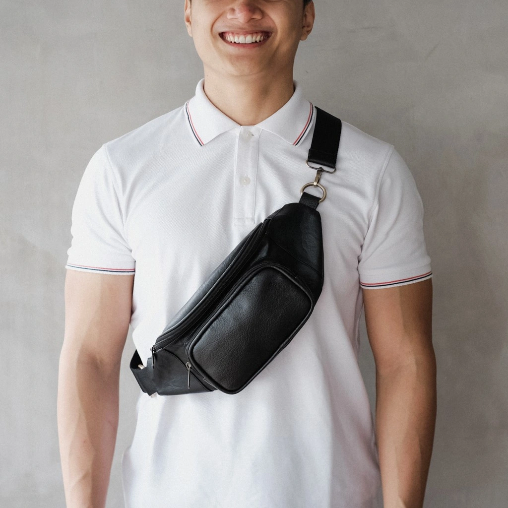 HOUSTON BLACK  Tas Pinggang Bum Sling Bag |  Waistbag | Tas Slempang Premium Faux Leather From The Daily Smith