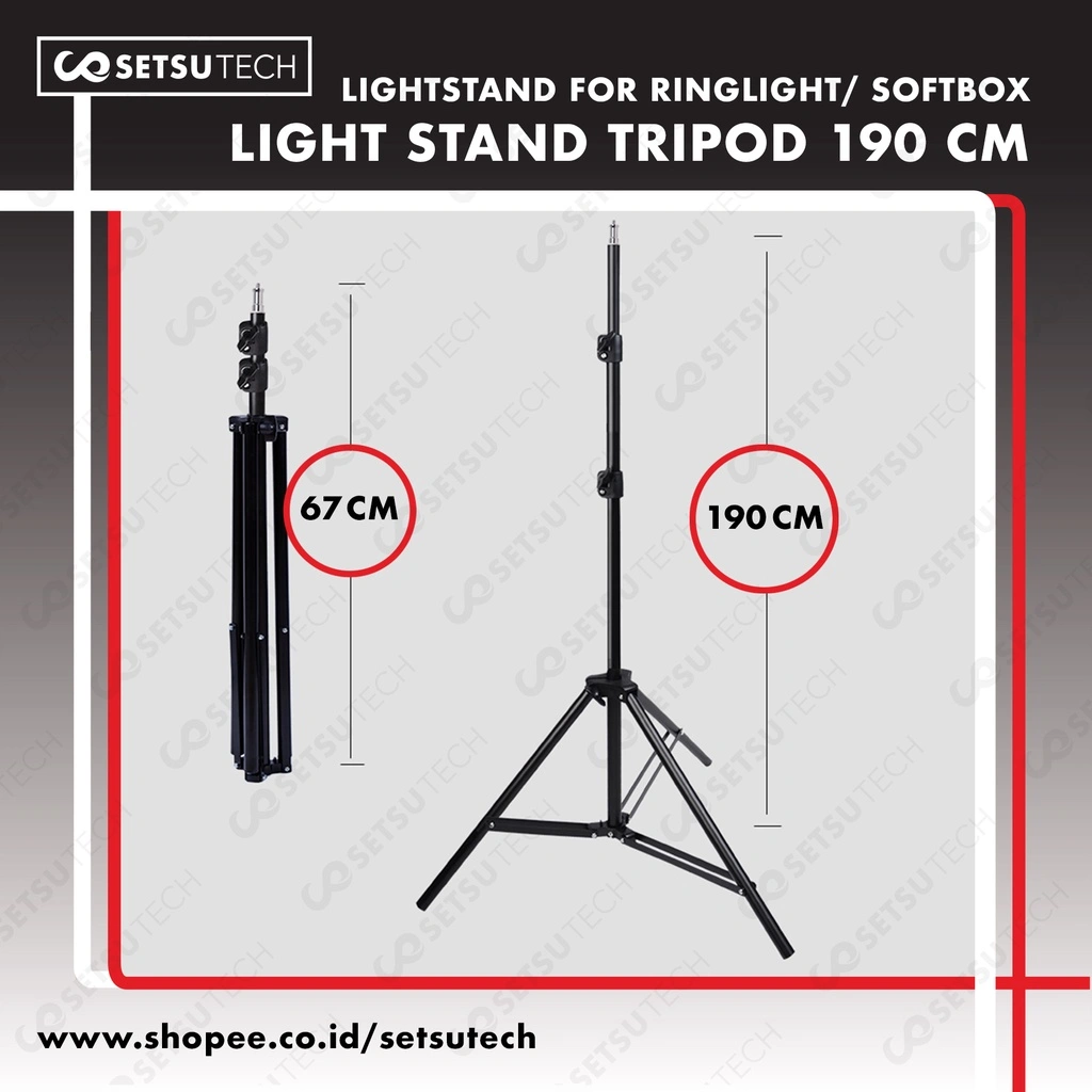 Lightstand 190cm Tripod Light Stand for Ring Light / Softbox / Flash / Kamera / Video / DLL