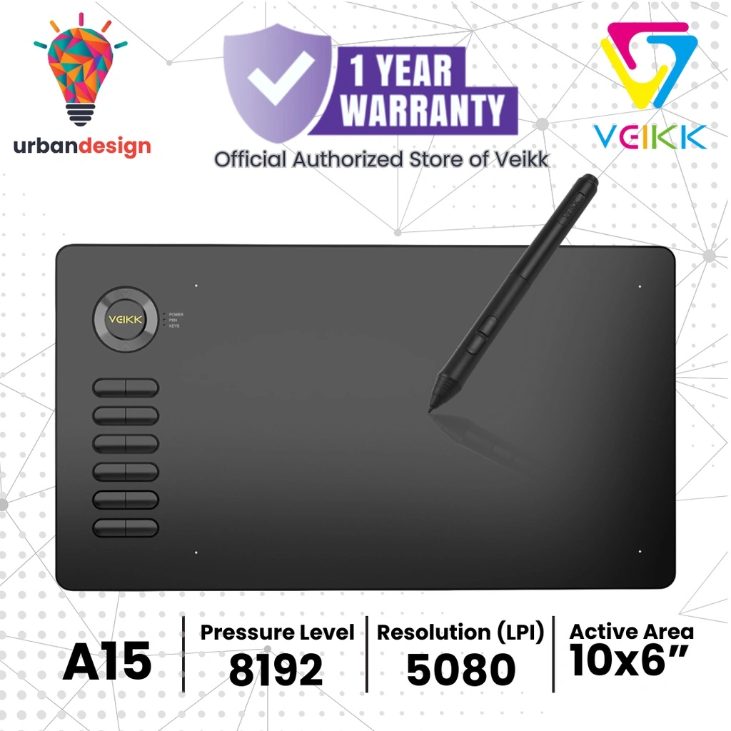 Veikk A15 Digital Graphic Drawing Pen Tablet 10X6 inch