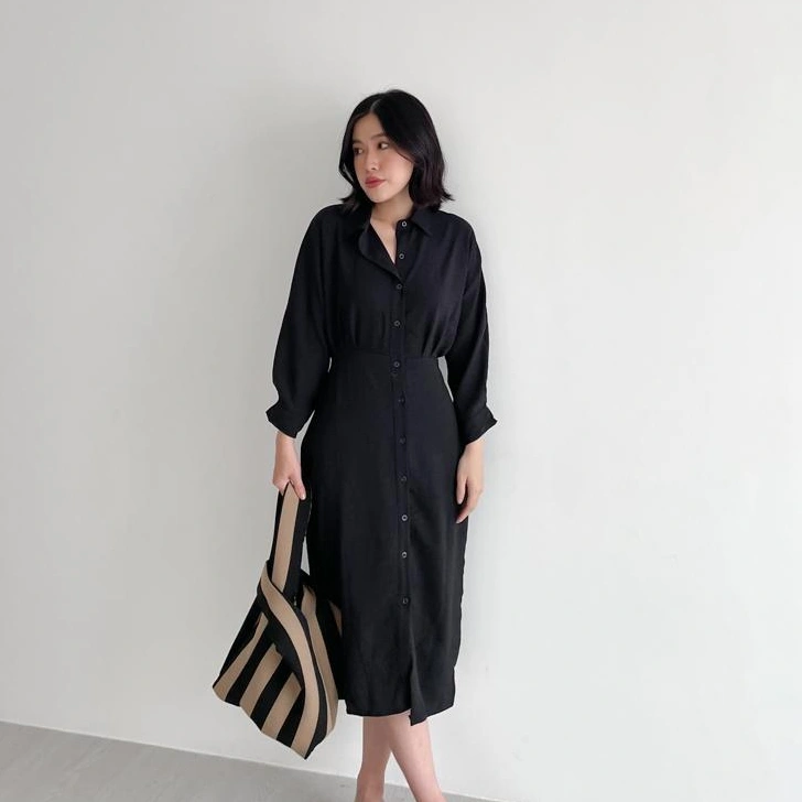 DAYS Catania Shirt Dress / Crinkle Casual Dress / Dress Wanita / Dress Korea / Midi Dress / Crinkle Dress / Basic Dress