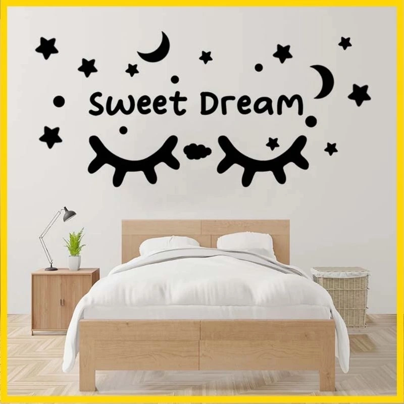 AS_Stiker Dinding Kamar Tidur Lucu Aesthetic Bulu Mata Sweet Dream Hiasan Dinding Ruang Tamu Dekorasi Rumah Dekorasi Kamar Dekorasi Dinding Perlengkapan Dekorasi Perlengkapan Kamar Rumah Pajangan Rumah Dinding Bingkai Dinding WallDecore