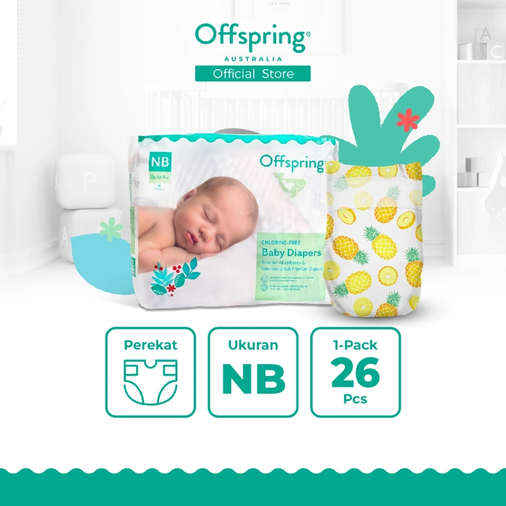 Offspring Popok Bayi Diaper SAP Bebas Klorin Small pack - Perekat NB26