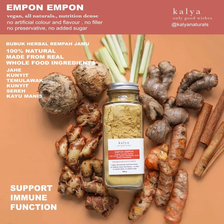 Empon Empon bubuk herbal rempah jamu kesehatan jahe kunyit temulawak sereh cinnamon kayumanis  kencur traditional tanpa gula