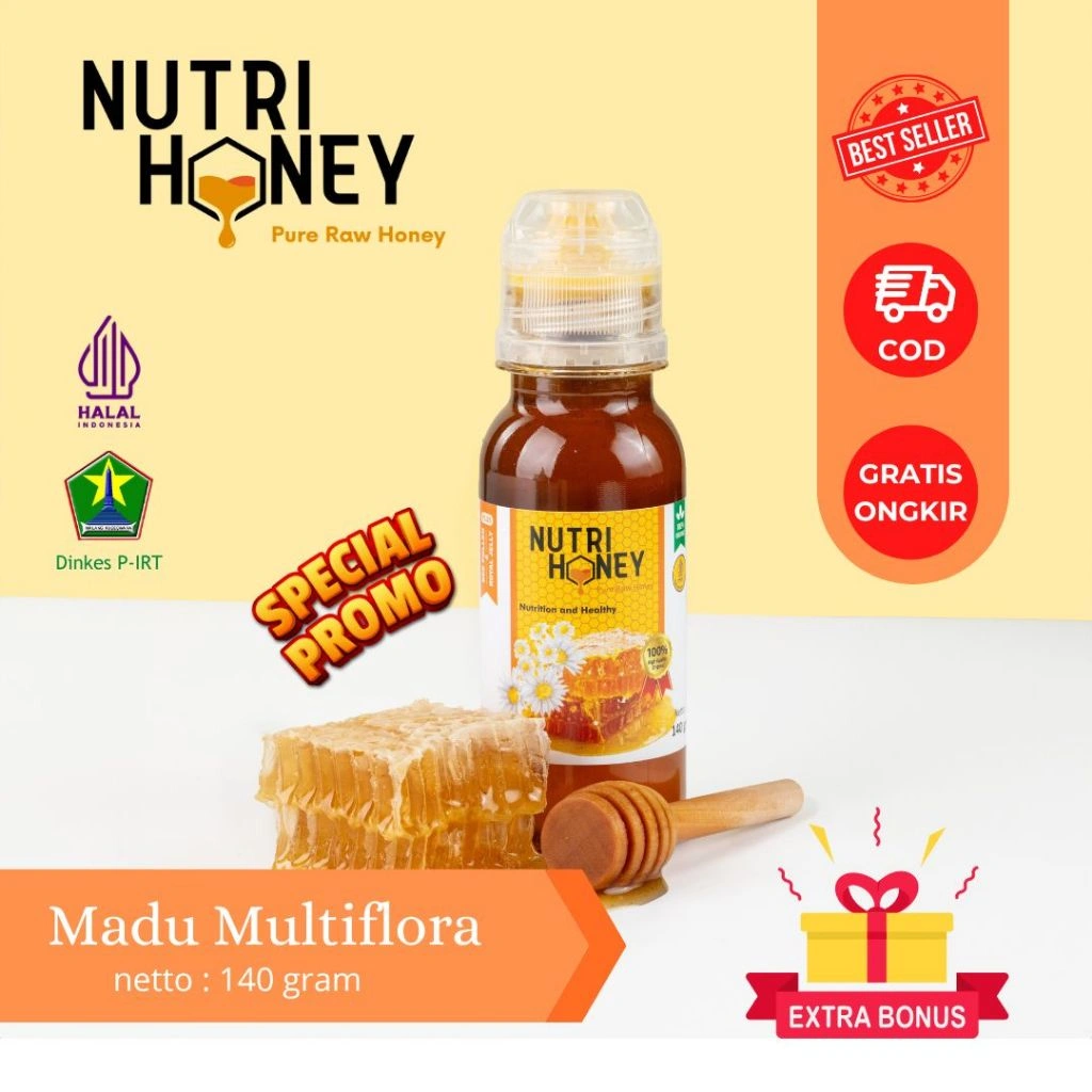 Nutri Honey Madu Asli 100% Tanpa Campuran Raw Honey - Royal Jelly