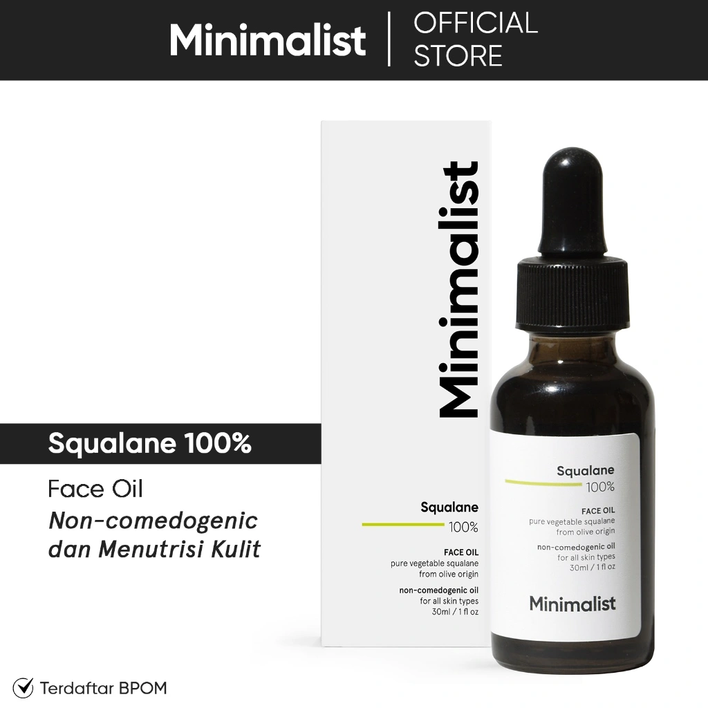 Minimalist 100% Squalane Face Oil | Melembabkan, Menghidrasi Kulit, & Mengurangi Garis Halus | 30ML