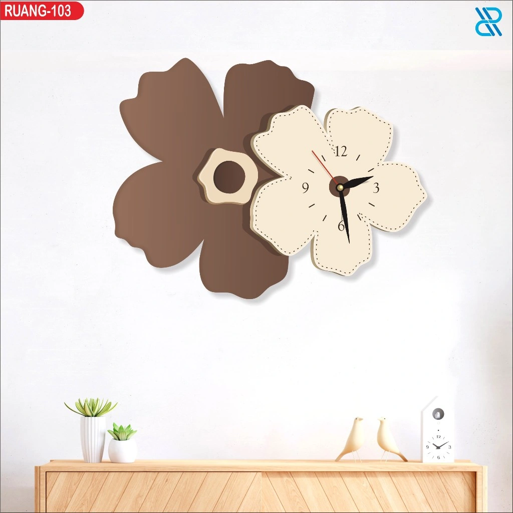 RC 198 Jam Dinding BUNGA BOHO AESTETIK LED  HOME Sweet Home  Hiasan dinding Ruang tamu/ kamar tidur