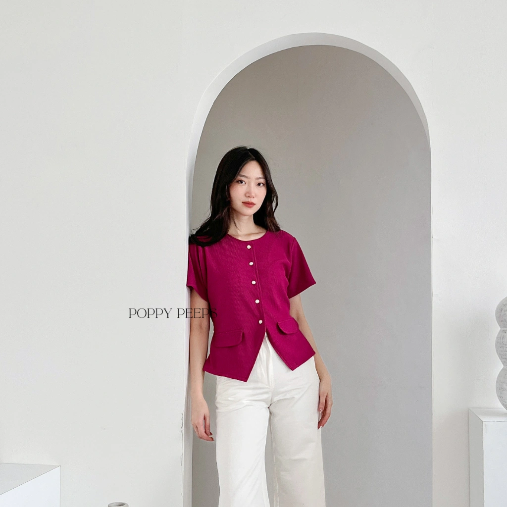 [ Poppypeeps ] CASSEY TOP / Top Basic Knit / Atasan Baju Wanita / Blouse Wanita / Kemeja Wanita