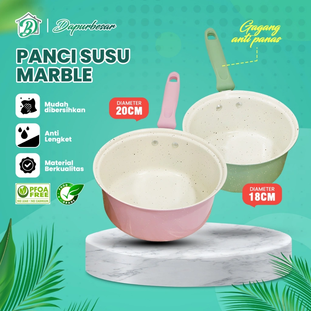 Panci Susu Marble Anti lengket 18cm Dan 20cm Gagang Plastik