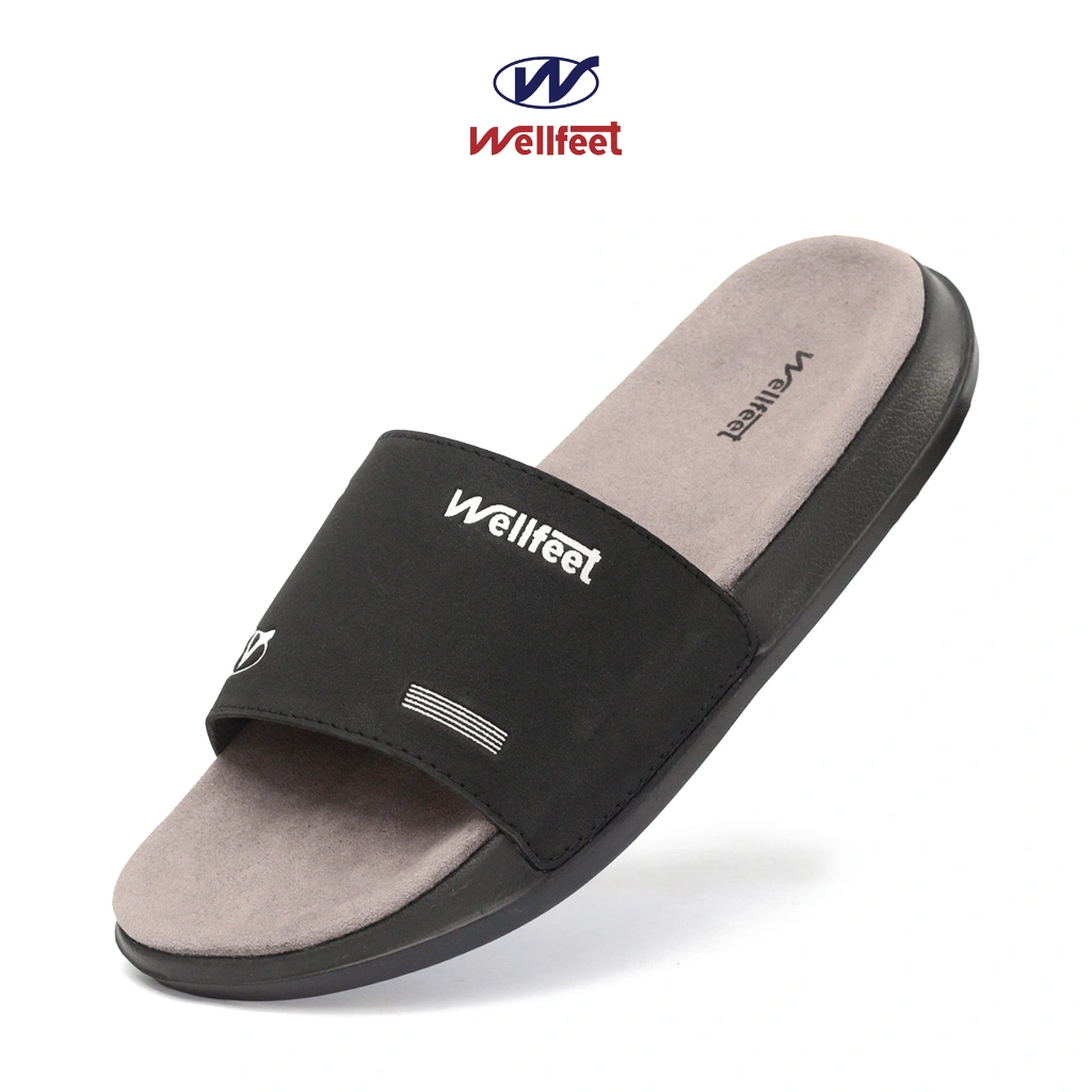 Wellfeet Ltd Sandal Slide Pria Slop Easy Grip Suede-Black Gray Original Sandal