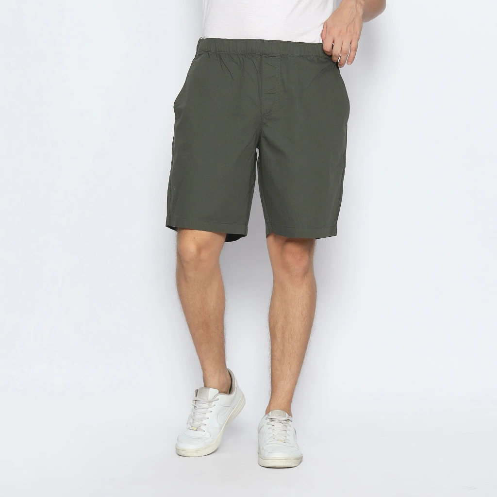 Cottonology celana pendek chino pria olive