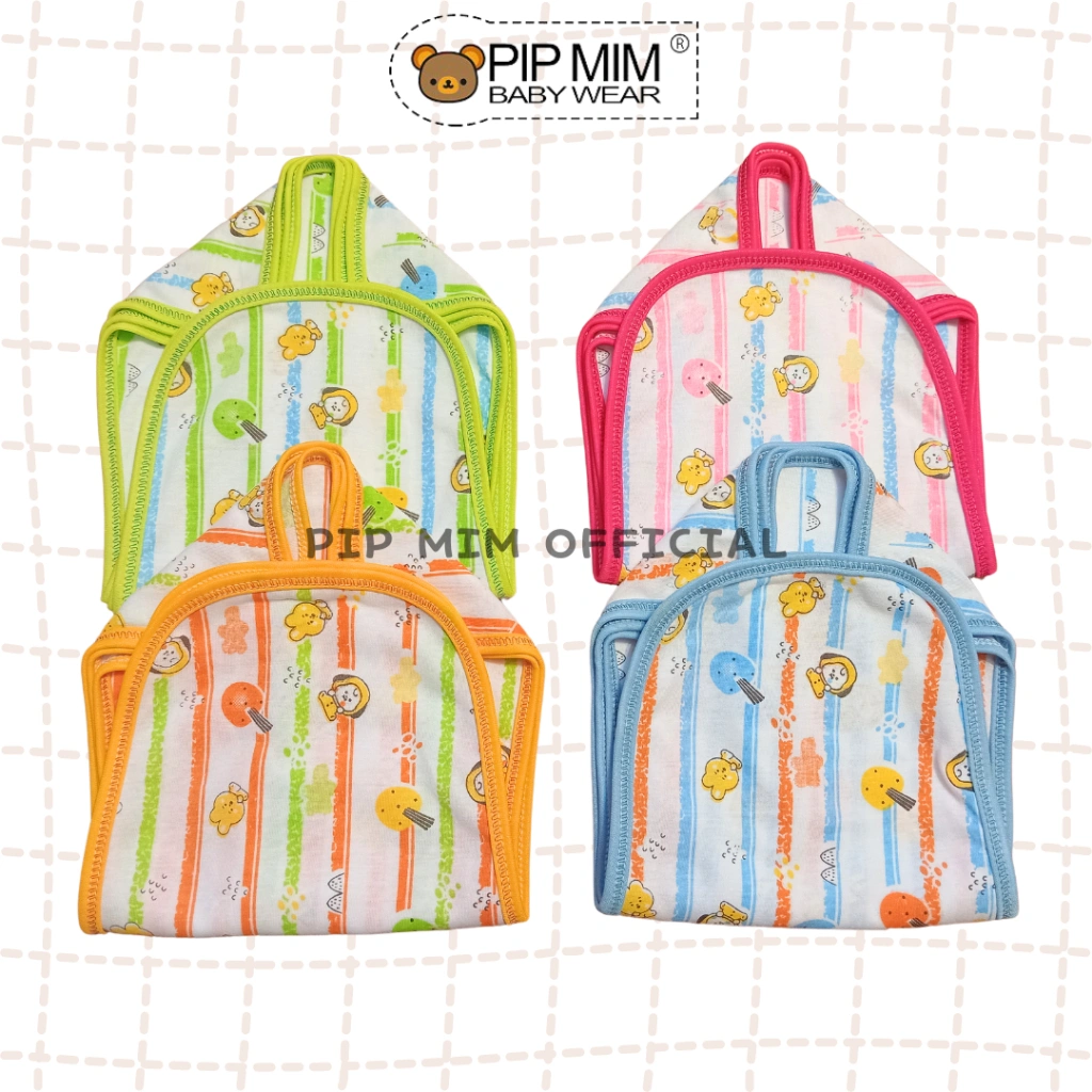 Pip Mim Baby - 12 Pcs Popok Bayi Katun Motif Bear Lucu Dan Halus Ber SNI
