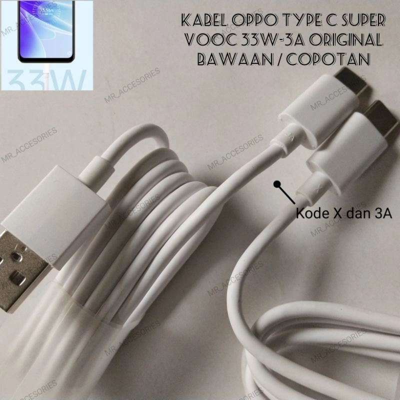 Kabel Data Oppo Original Type C Super Vooc Oppo Reno 2 3 4 5 6 A52 A53 A54 A57 A95 A96 A74 A76 A77s A5 A9 2020 Ori 100% Fast Charging Bawaan Hp