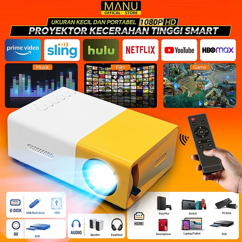 2025 New Ultra HD WIFI Projector Portable Mini Mobile Phone Screen Projection Auto Focus Home Theatre Machine