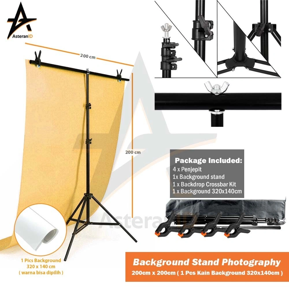 Paket Background Stand 200x200 + Background Studi Foto 320x140