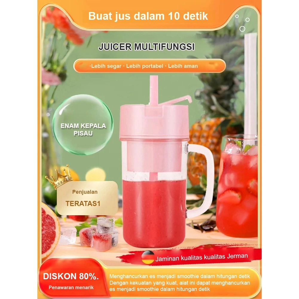 ✨Juicer Blender 10 Mata Pisau Kapasitas 500 ml/Portable Juicer Cup Free Sedotan Free Kabel Type-C 3000mAh/Portable Mini 500 ml Juicer Portable 10 Pisau Blender Jus Usb Blender Buah Elektrik Rechargeable Mini Mixer lce Crusher
