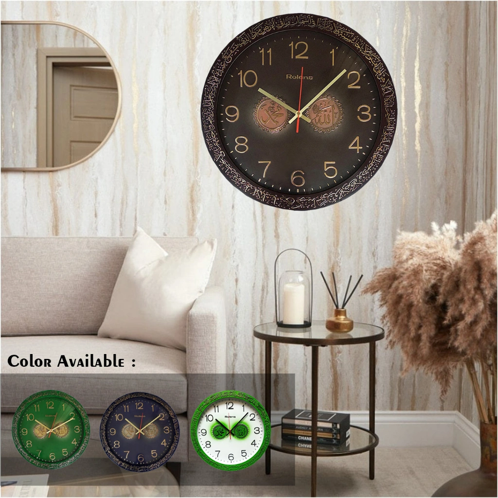 Jam Dinding Kaligrafi Islam 36 cm Dekorasi Interior Rumah Home Decoration Islamic Wall Clock