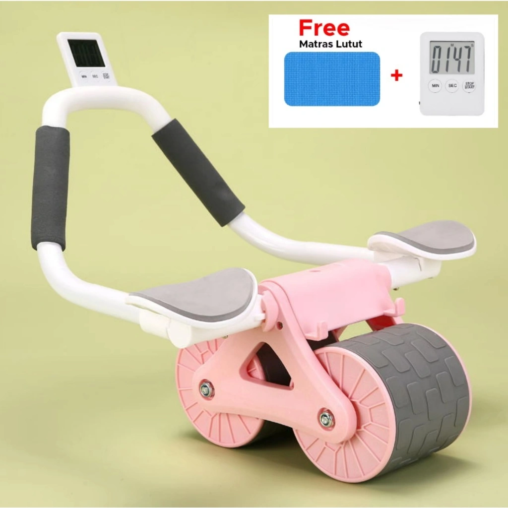 Furnibest Abdominal Roller Wheel Ab Roller Wheels Plank Trainer 2in1 Abdominal Core Roller AB Wheel AB Roller Automatic Rebound Olahraga Gym Fitness Push Up
