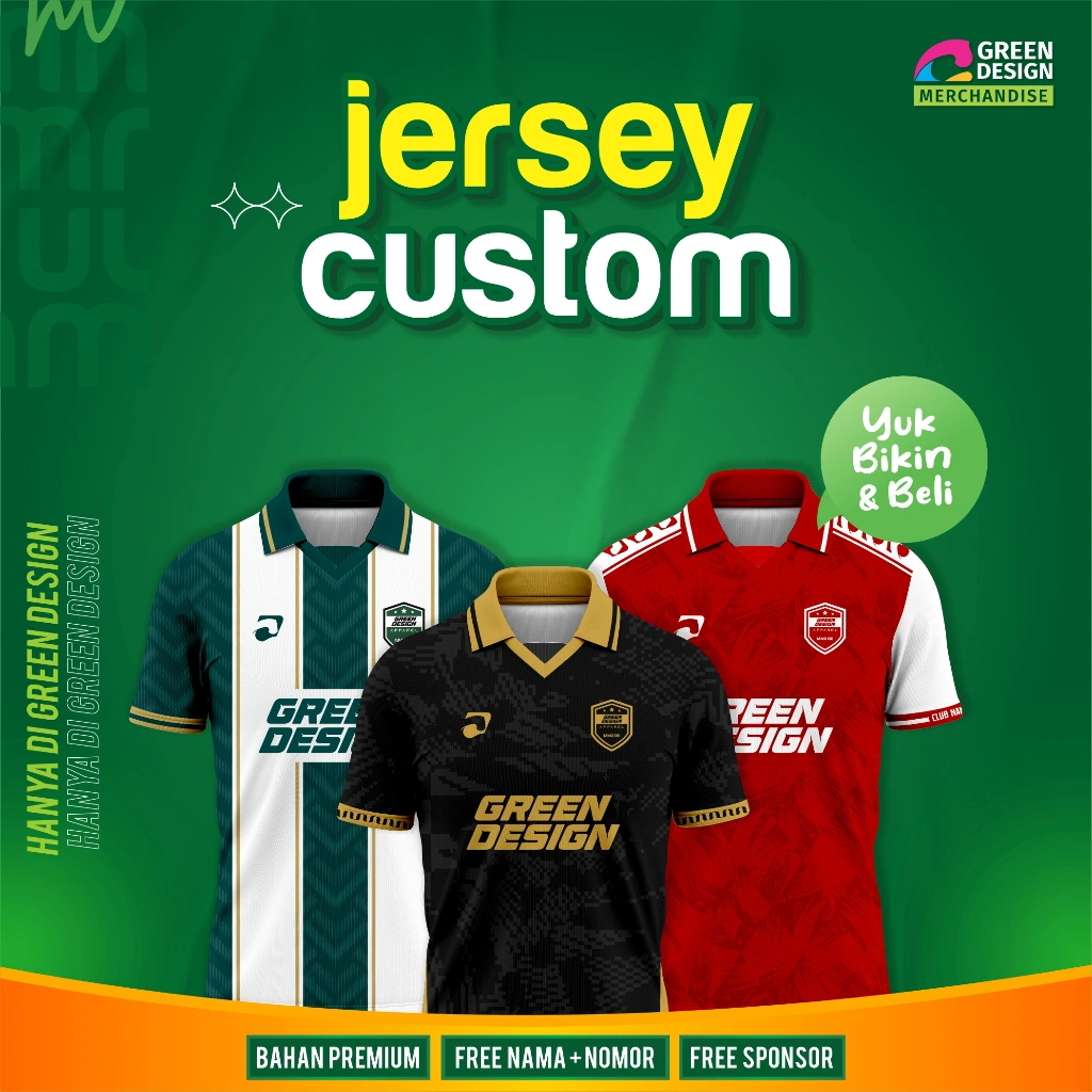 BISA BIKIN SATUAN JERSEY FUTSAL & JERSEY SEPAK BOLA Jersey Custom Gratis Desain Logo Sponsor Nama Nomor PunggungSet Full Printing (BISA SATUAN)PRINTING SATUAN