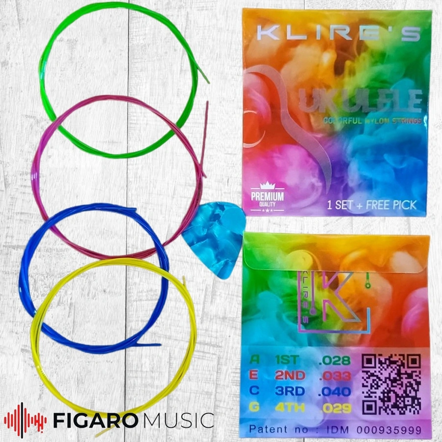 Senar Ukulele Warna Solid merk KLIRE'S - 1 Set Bonus Pick