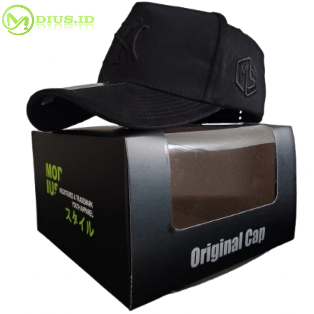 TOPI NY BORDIR MODIUS BLACK ON BLACK CATUN BASEBALL