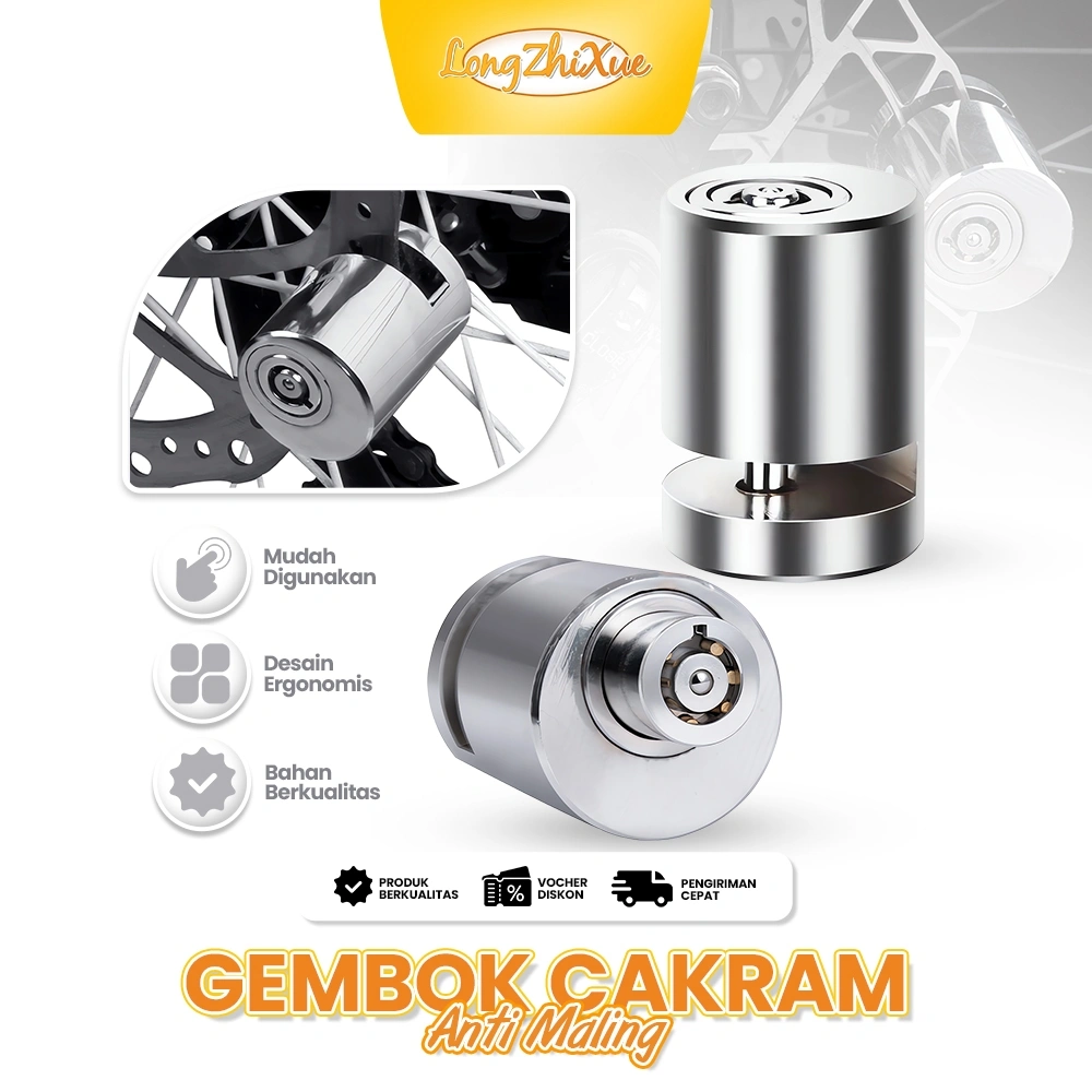 Gembok Cakram Anti Maling - Baja Kuat + Lapisan Anti Karat, Cocok untuk Semua Motor Sepeda listrik Bersepeda
