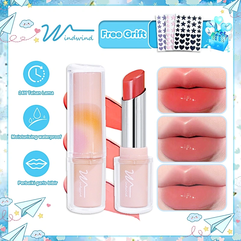 Windwind Lipstick Watery Glow Lip Jelly Pelembab Lipstik Pemutih Lipstik Wajah Cermin Gloss Lip Balm Mirror Moisturizing Long Wearing