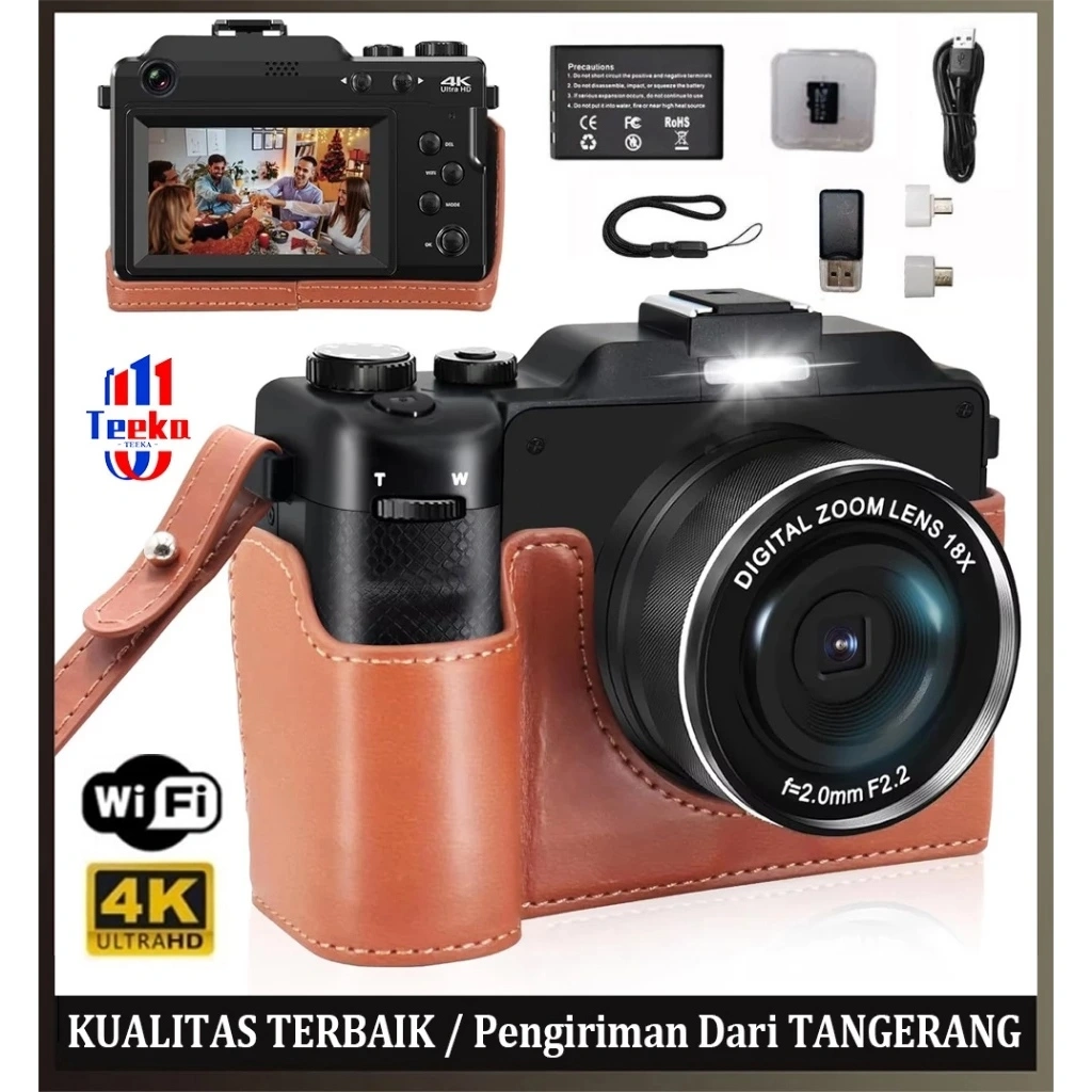TEEKA X9 80MP Kamera Digital Wifi 5K Vlog Kamera 18X Digital Zoom Dengan Dukungan Selfie