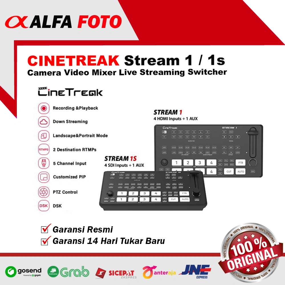 CineTreak Stream 1 / Stream 1S 5-Channel Multi Camera Video Mixer Live Streaming Switcher Stream 1 S Garansi Resmi