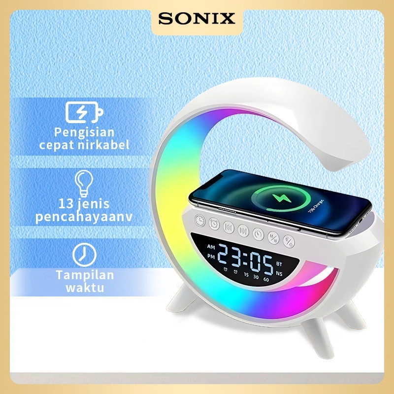 Sonix Bluetooth Speaker SK05 LED Ambient Light Wireless Charger Lampu Meja Multifunctional RGB Night Light Desk Lamp