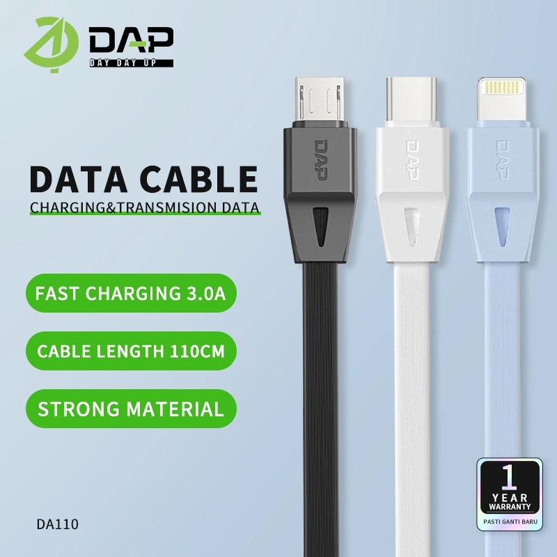 DAP Dl Series Kabel Data Micro, Type C & Lightning 3.0A Fast Charging 110cm Kabel pengisian daya USB