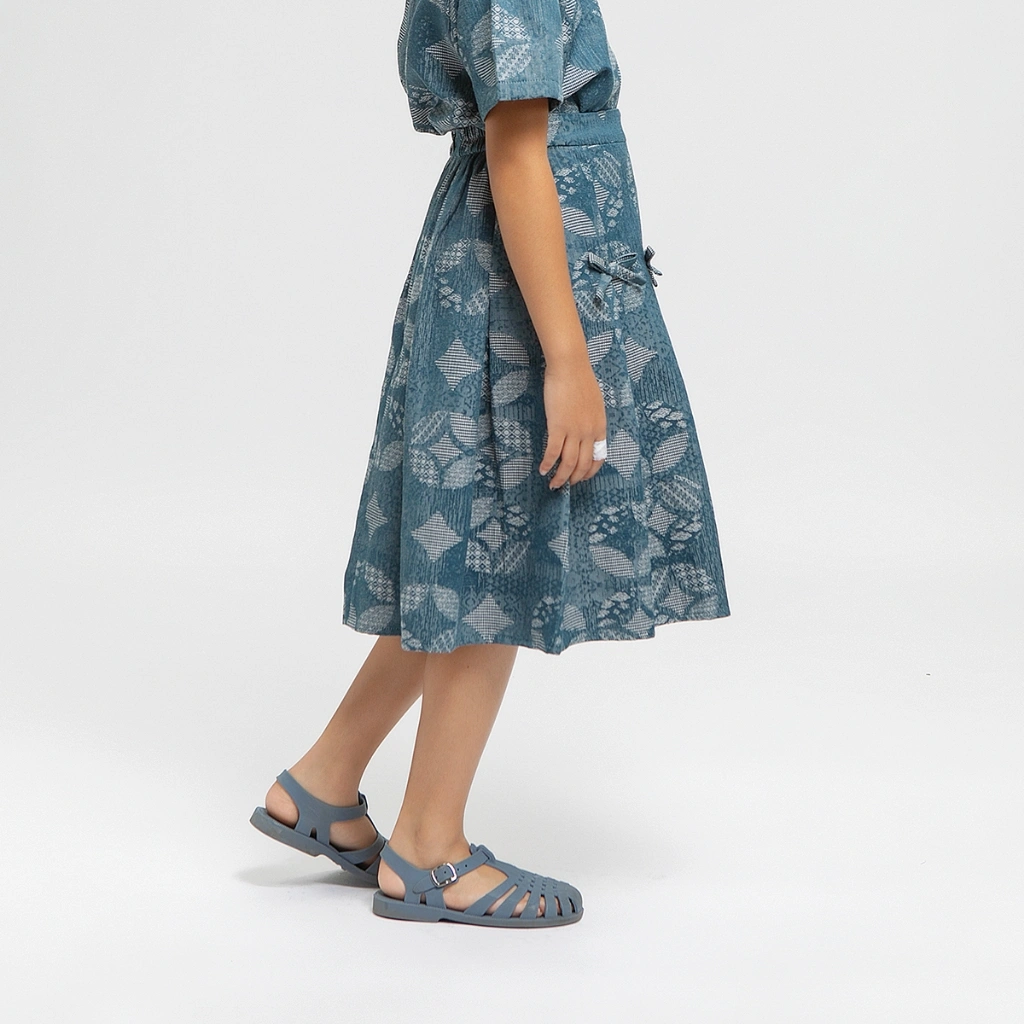 COTTONINK Mini - Bawahan Rok Anak Perempuan Garini Kawung Biru Laut #Archipelago2025